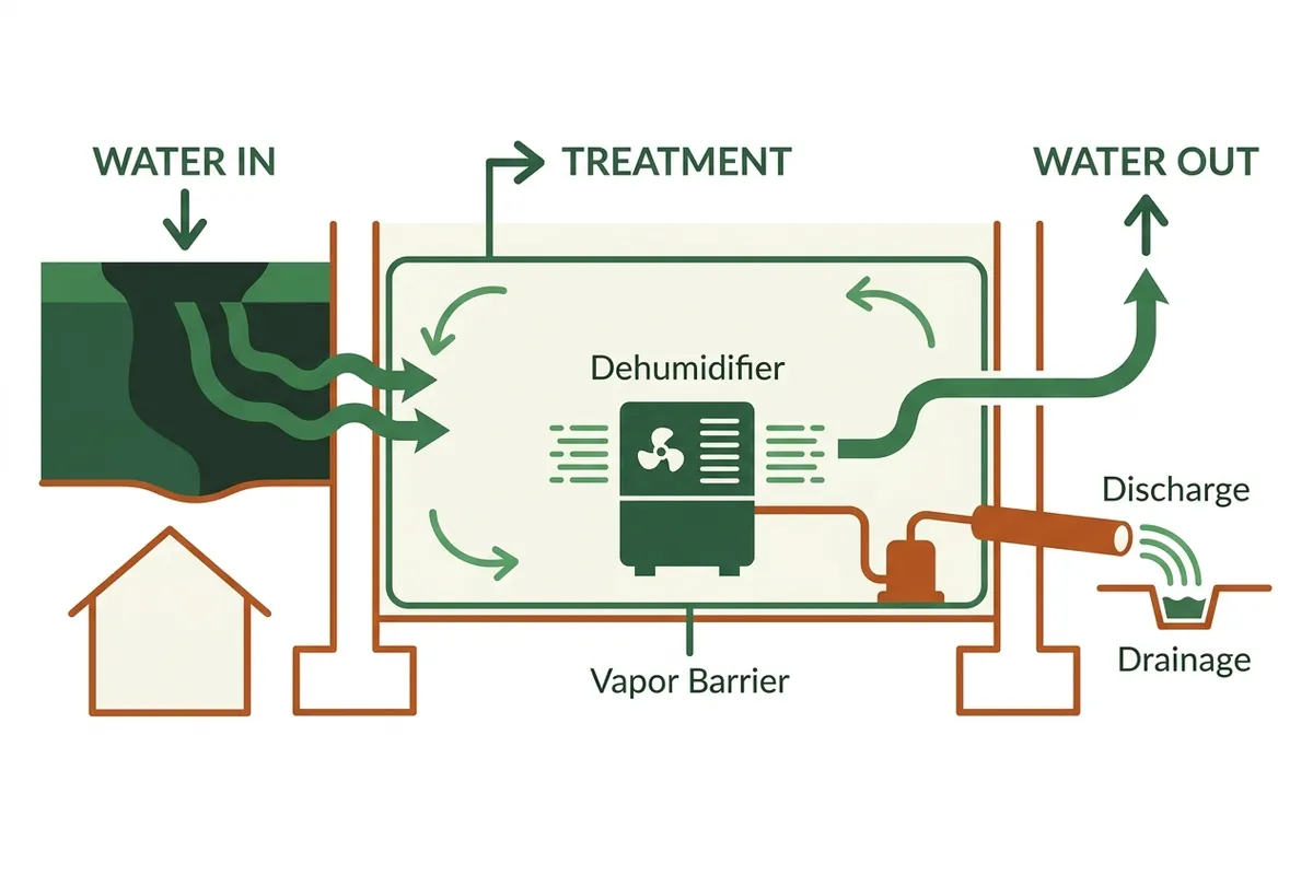 Diagram of sealed crawl space layers built for Deep-South humidity